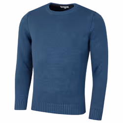 Calvin Klein Mens 2022 Knit Crew Neck Cotton CK Golf Sweater - 4XL, Denim Marl