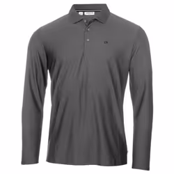 Calvin Klein Mens 2025 Long Sleeve Light Central Golf Polo Shirt - XXXXL, Charcoal