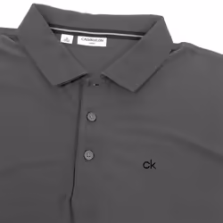 Calvin Klein Mens 2025 Long Sleeve Light Central Golf Polo Shirt - XXXXL, Charcoal