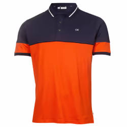 Calvin Klein Mens 2023 Marshall Recycled Easy Care Wicking Golf Polo Shirt - M, Spicy Orange