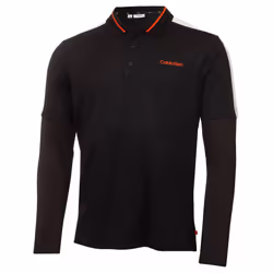 Calvin Klein Mens 2023 Evans Hybrid Long Sleeve Recycled Golf Polo Shirt - L, Black