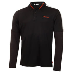 Calvin Klein Mens 2023 Evans Hybrid Long Sleeve Recycled Golf Polo Shirt - L, Black