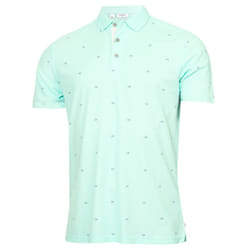 Calvin Klein Mens 2024 CK Monogram Quick Dry Moisture Wicking Golf Polo Shirt - L, Aqua