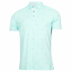Calvin Klein Mens 2024 CK Monogram Quick Dry Moisture Wicking Golf Polo Shirt - M, Aqua