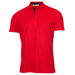 Calvin Klein Mens 2024 CK Monogram Quick Dry Moisture Wicking Golf Polo Shirt - S, Red