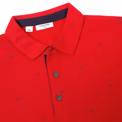Calvin Klein Mens 2024 CK Monogram Quick Dry Moisture Wicking Golf Polo Shirt - S, Red