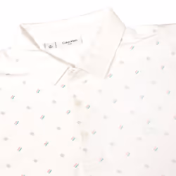 Calvin Klein Mens 2024 Treble Strike Print UV Protection Golf Polo Shirt - M, White