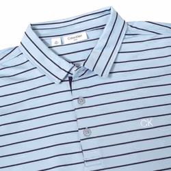 Calvin Klein Mens 2024 Silverstone Moisture Wicking Quick Dry Golf Polo Shirt - XXL, Blue/Evening Blue