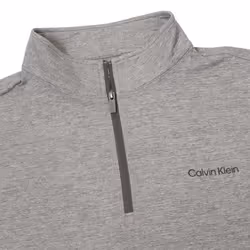 Calvin Klein Mens Newport Half Zip Thermal Breathable Lightweight Sweater - XL, Silver Marl