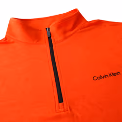 Calvin Klein Mens 2023 Newport Half Zip Thermal Breathable Lightweight Sweater - L, Spicy Orange Marl