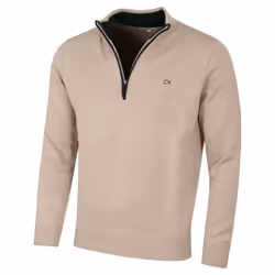 Calvin Klein Mens 2023 Knit Cotton 1/2 Zip Golf CK Top Sweater - XXXXXL, Latte