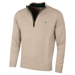 Calvin Klein Mens 2023 Knit Cotton 1/2 Zip Golf CK Top Sweater - XXXXXL, Latte