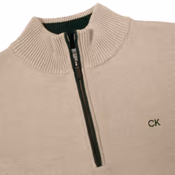 Calvin Klein Mens 2023 Knit Cotton 1/2 Zip Golf CK Top Sweater - XXXXXL, Latte