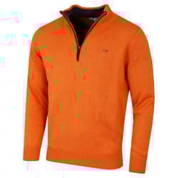 Calvin Klein Mens 2023 Knit Cotton 1/2 Zip Golf CK Top Sweater - L, Orange