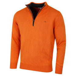 Calvin Klein Mens 2023 Knit Cotton 1/2 Zip Golf CK Top Sweater - XXXXXL, Orange