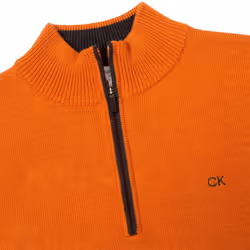 Calvin Klein Mens 2023 Knit Cotton 1/2 Zip Golf CK Top Sweater - XXXXXL, Orange