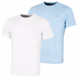 Calvin Klein Mens 2 Pack Lightweight Wicking Performance Tech T-Shirt - S, White/Air Blue