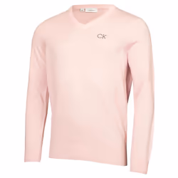 Calvin Klein Mens V-Neck Tour Durable Comfort Golf Sweater - XXXXL, Pink