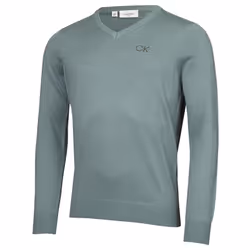 Calvin Klein Mens V-Neck Tour Durable Comfort Golf Sweater - L, Sage