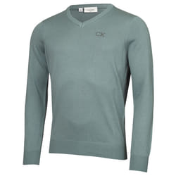 Calvin Klein Mens V-Neck Tour Durable Comfort Golf Sweater - XXXL, Sage