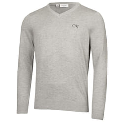 Calvin Klein Mens V-Neck Tour Durable Comfort Golf Sweater - XXXXL, Silver