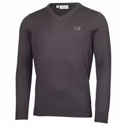 Calvin Klein Mens V-Neck Tour Durable Comfort Golf Sweater - S, Steel Grey