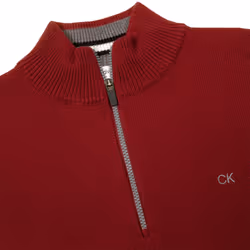 Calvin Klein Mens 2023 Knit Cotton 1/2 Zip Golf CK Top Sweater - L, Burgundy Sport