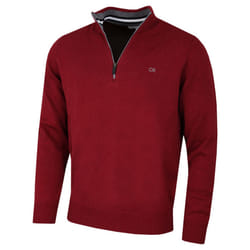Calvin Klein Mens 2023 Knit Cotton 1/2 Zip Golf CK Top Sweater - XL, Burgundy Sport