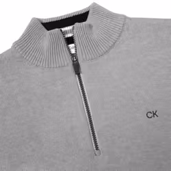 Calvin Klein Mens 2023 Knit Cotton 1/2 Zip Golf CK Top Sweater - S, Silver Sport