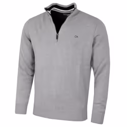 Calvin Klein Mens 2023 Knit Cotton 1/2 Zip Golf CK Top Sweater - XL, Silver Sport