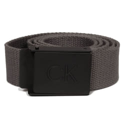 Calvin Klein Mens CK Monogram Matt Buckle Cut To Fit One Size Golf Belt - One Size, Charcoal