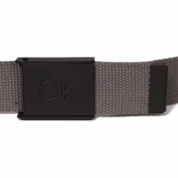 Calvin Klein Mens CK Monogram Matt Buckle Cut To Fit One Size Golf Belt - One Size, Charcoal