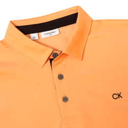Calvin Klein Mens 2024 Uni Golf Moisture Wicking Breathable Polo Shirt - S, Orange