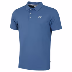 Calvin Klein Mens Central Eco Light Wicking Golf Polo Shirt - S, Denim Blue