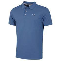 Calvin Klein Mens Central Eco Light Wicking Golf Polo Shirt - S, Denim Blue