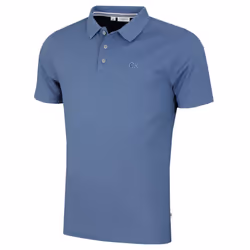 Calvin Klein Mens North Coast Moisture Wicking Polo Shirt - M, Denim Blue