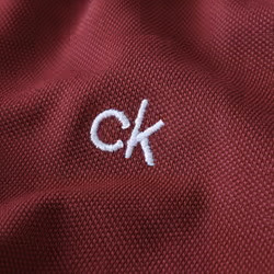 Calvin Klein Mens 2025 Campus 3 Button Ribbed Collar Golf Polo Shirt - XXXXXL, Burgundy