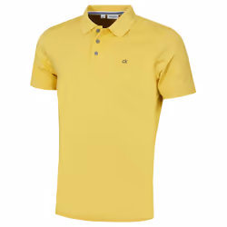 Calvin Klein Mens Campus 3 Button Ribbed Collar Golf Polo Shirt - - - S, Lemon