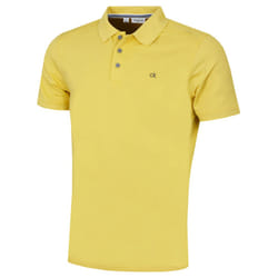 Calvin Klein Mens Campus 3 Button Ribbed Collar Golf Polo Shirt - - - XL, Lemon