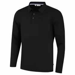 Calvin Klein Mens Long Sleeve Stretch Campus Golf Polo Shirt - L, Black