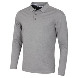 Calvin Klein Mens 2024 Long Sleeve Stretch Campus Golf Polo Shirt - S, Grey Marl