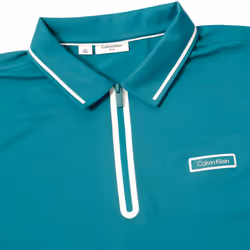 Calvin Klein Mens 2025 Belmont Moisture Wicking Technical Golf Polo Shirt - L, Sea Green
