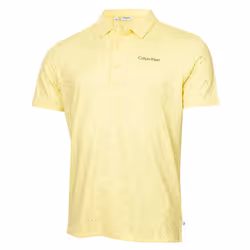 Calvin Klein Mens 2025 Abstract Watercolour Printed Stretch Golf Polo Shirt - M, Lemon