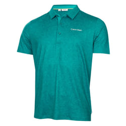 Calvin Klein Mens 2025 Abstract Watercolour Printed Stretch Golf Polo Shirt - L, Sea Green