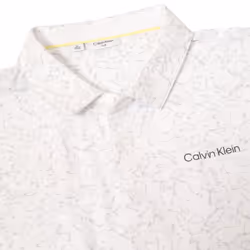 Calvin Klein Mens 2025 Abstract Watercolour Printed Stretch Golf Polo Shirt - M, White