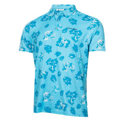 Calvin Klein Mens 2025 Cyber Floral Printed Moisture Wicking Golf Polo Shirt - M, Aquarius