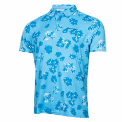 Calvin Klein Mens 2025 Cyber Floral Printed Moisture Wicking Golf Polo Shirt - S, Aquarius