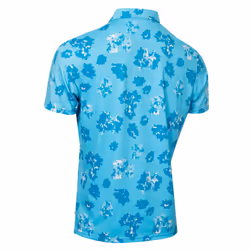 Calvin Klein Mens 2025 Cyber Floral Printed Moisture Wicking Golf Polo Shirt - S, Aquarius