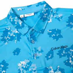 Calvin Klein Mens 2025 Cyber Floral Printed Moisture Wicking Golf Polo Shirt - XL, Aquarius