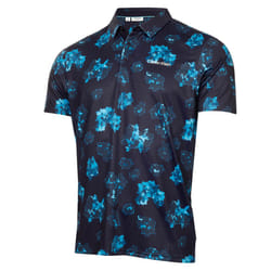 Calvin Klein Mens 2025 Cyber Floral Printed Moisture Wicking Golf Polo Shirt - S, Navy